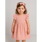 فستان بناتي لون زهري