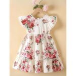 ⁦فستان بناتي لون ابيض مورد⁩ - الصورة ⁦3⁩