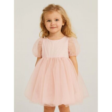 فستان بناتي حديث الوادة لون زهري بارد