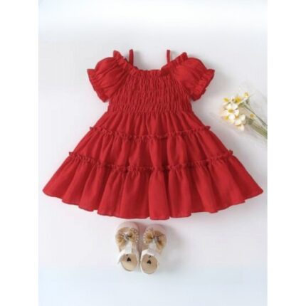 فستان بناتي لون احمر
