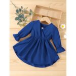 ⁦فستان بناتي لون نيلي⁩ - الصورة ⁦2⁩