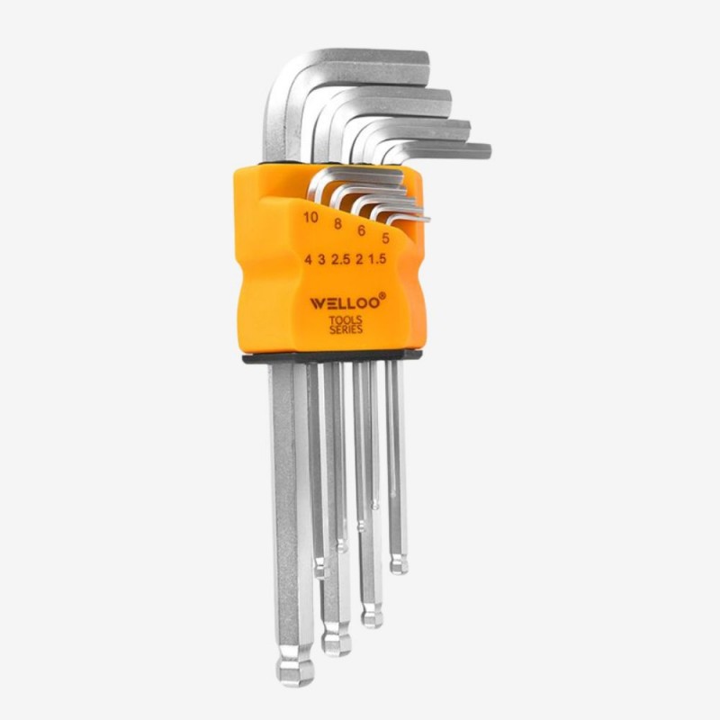 ⁦WELLOO 9Pcs Ball Point HEX Key Set Model HKB2009S طقم 9 قطع⁩ - الصورة ⁦1⁩
