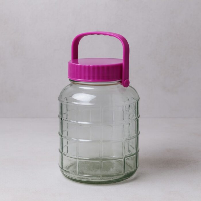 ⁦مرتبان زجاج غطاء بلاستيك حجم 3 لتر⁩ - الصورة ⁦2⁩