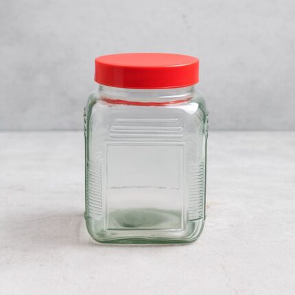 مرتبان زجاج غطاء بلاستيك حجم 3 لتر