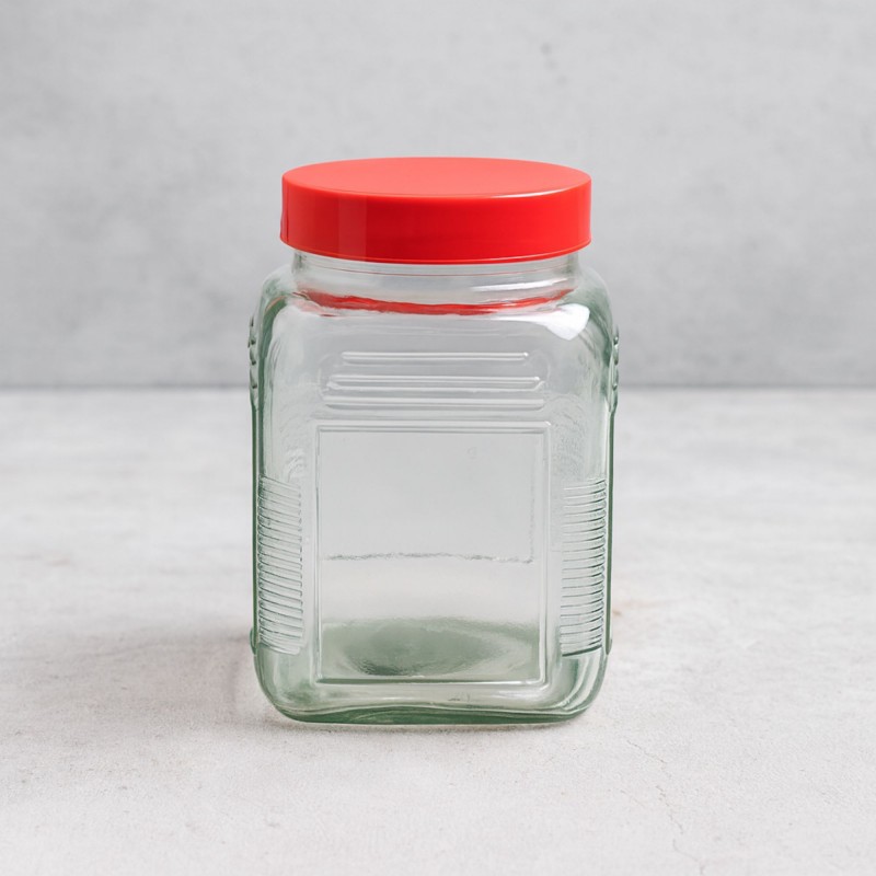 ⁦مرتبان زجاج غطاء بلاستيك حجم 3 لتر⁩ - الصورة ⁦1⁩