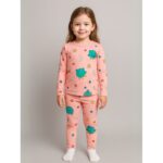 بجامة بأكمام طويلة قطعتين بناتي برسومات لون زهري