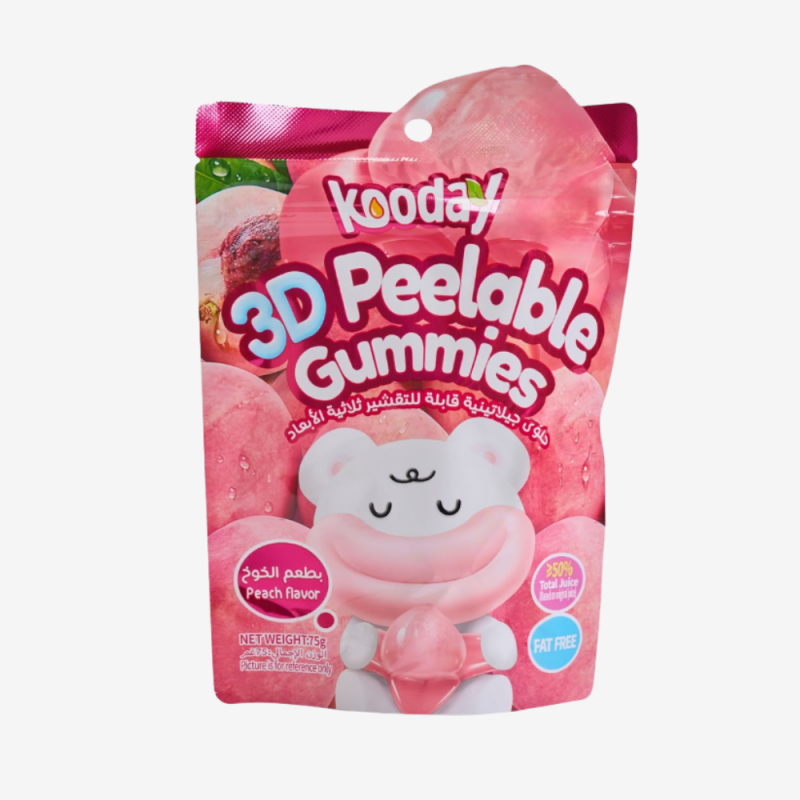 ⁦حلوى جيلاتينية قابلة للتقشير ثلاثية الأبعاد 75غ بطعم الخوخ Kooday⁩ - الصورة ⁦1⁩