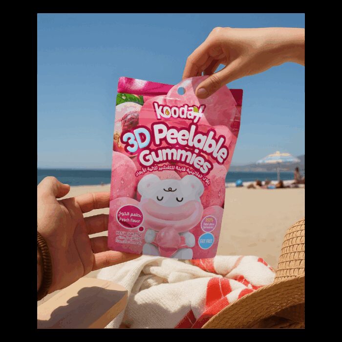 ⁦حلوى جيلاتينية قابلة للتقشير ثلاثية الأبعاد 75غ بطعم الخوخ Kooday⁩ - الصورة ⁦2⁩