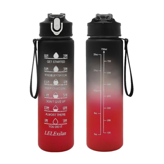 103391087_68da970129bc7 مطرة المياه الصحية للاستخدام في الانشطة الرياضية معيار 900 مل لون اسود واحمر مع مصاصة - الصورة 1