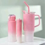 بكج مطرات صحية مع مقبض لون زهري موشح ( 3 قطع )