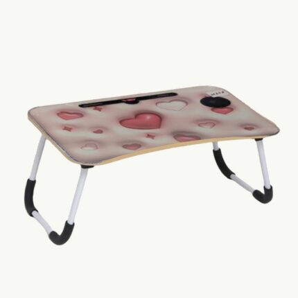 طاولة اللاب توب والدراسة القابلة للطي جودة ممتازة وعملية مرسمة قلوب زهري مع مكان مخصص لحمل الكوب