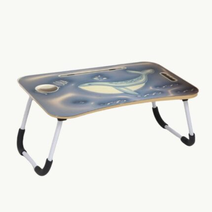 طاولة اللاب توب والدراسة القابلة للطي جودة ممتازة وعملية مرسمة حوت ازرق مع مكان مخصص لحمل الكوب