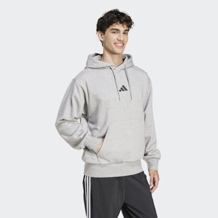 ⁦Adidas Mens' Essentials Feelcozy Fleece Hoodie - Grey⁩ - الصورة ⁦4⁩