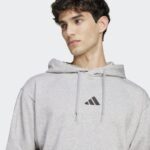 ⁦Adidas Mens' Essentials Feelcozy Fleece Hoodie - Grey⁩ - الصورة ⁦5⁩