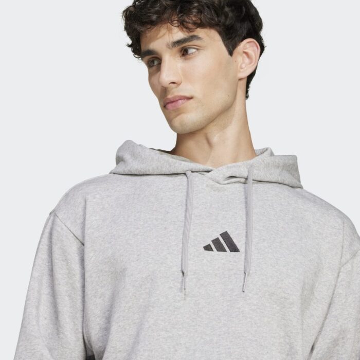 ⁦Adidas Mens' Essentials Feelcozy Fleece Hoodie - Grey⁩ - الصورة ⁦5⁩