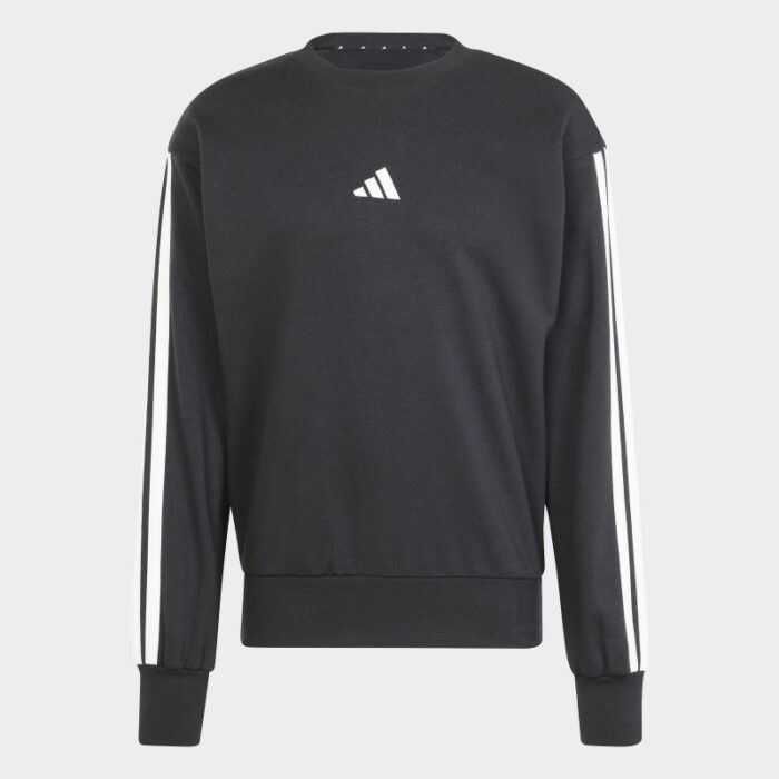 ⁦Adidas Mens' Essentials 3-Stripes French Terry Sweatshirt - Black⁩ - الصورة ⁦2⁩