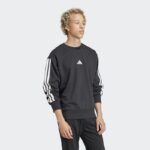 ⁦Adidas Mens' Essentials 3-Stripes French Terry Sweatshirt - Black⁩ - الصورة ⁦5⁩