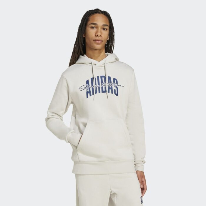 ⁦Adidas Mens' Collegiate Script Graphic Sweatshirt - Beige⁩ - الصورة ⁦4⁩