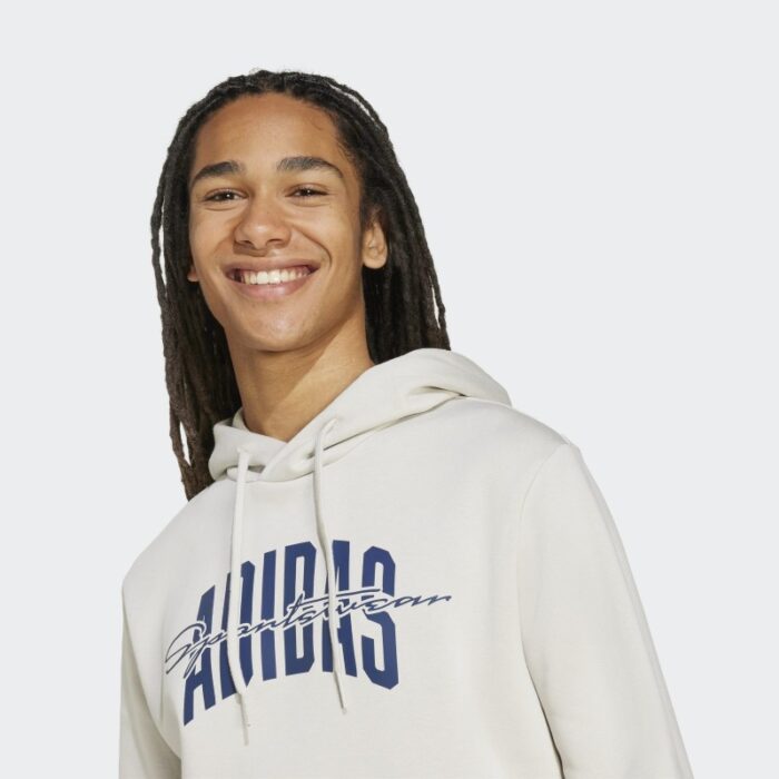 ⁦Adidas Mens' Collegiate Script Graphic Sweatshirt - Beige⁩ - الصورة ⁦6⁩