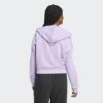 ⁦Adidas Womens' Essentials 3-Stripes Full-Zip Hoodie - Purple⁩ - الصورة ⁦3⁩