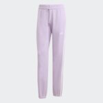 Adidas Womens' Essentials 3-Stripes French Terry Cuffed Joggers - Purple