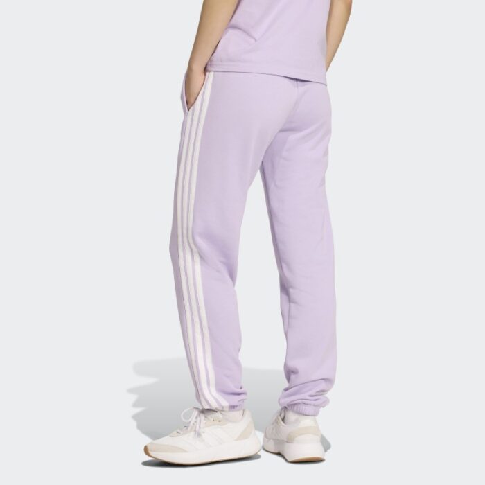 ⁦Adidas Womens' Essentials 3-Stripes French Terry Cuffed Joggers - Purple⁩ - الصورة ⁦3⁩