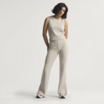 ⁦Adidas Womens' Soft Lux Flared Pants - Beige⁩ - الصورة ⁦7⁩