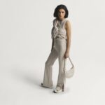 ⁦Adidas Womens' Soft Lux Flared Pants - Beige⁩ - الصورة ⁦10⁩