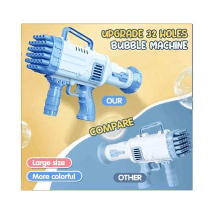 آلة مسدس فقاعات للأطفال لون أزرق
