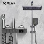 طقم دش ذكي بشاشة عرض رقمية متعدد الوظائف بزر بيانو مع خلاط ماء ساخن وبارد