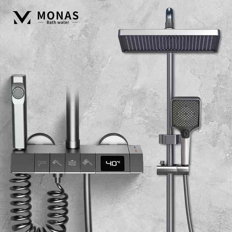 ⁦طقم دش ذكي بشاشة عرض رقمية متعدد الوظائف بزر بيانو مع خلاط ماء ساخن وبارد⁩ - الصورة ⁦1⁩