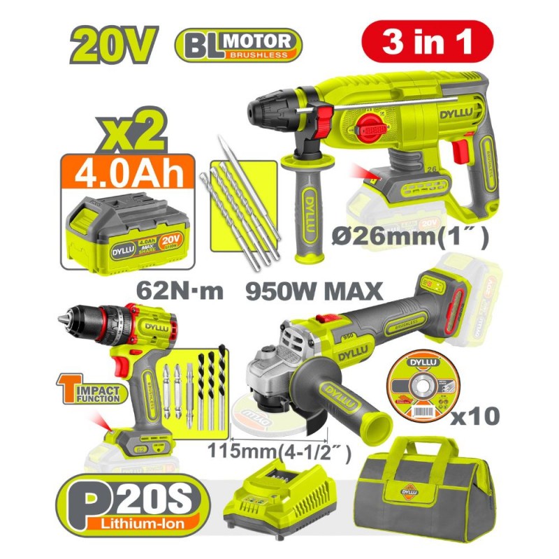 ⁦DYLLU Cordless 3 pcs combo kit⁩ - الصورة ⁦1⁩