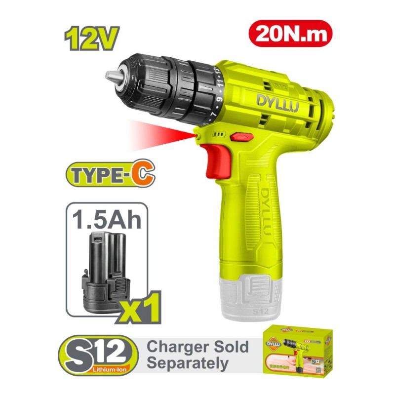⁦DYLLU Cordless drill 12V 0-750rpm 20Nm⁩ - الصورة ⁦1⁩