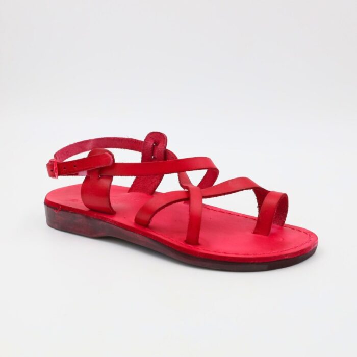 ⁦صندل جلد من Camels بتصميم مفتوح من الأمام للنساء لون فوشي ونعل أسود⁩ - الصورة ⁦3⁩