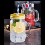 ⁦كاسة زجاجية على شكل مرطبان حجم 500 مل مع مصاصة⁩ - الصورة ⁦2⁩