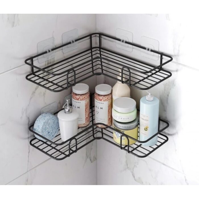 ⁦رف زاوية معدن عدد 2 لون أسود⁩ - الصورة ⁦2⁩