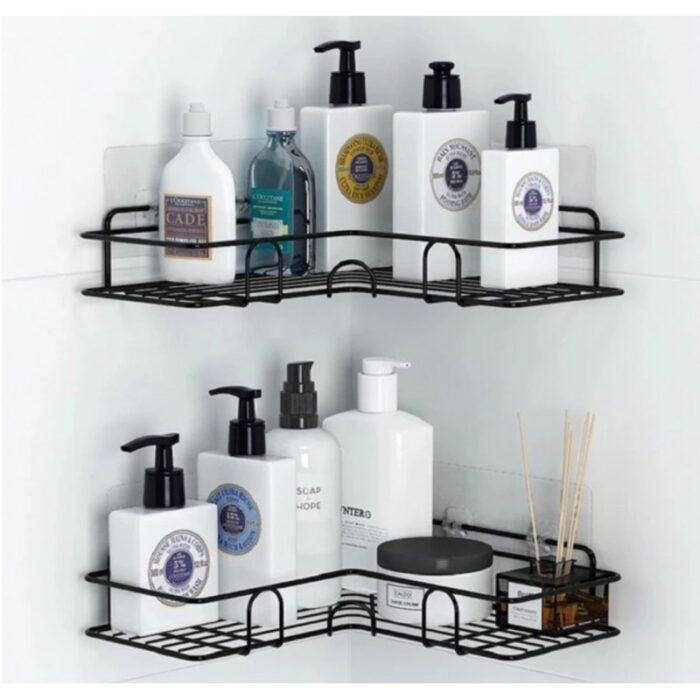 ⁦رف زاوية معدن عدد 2 لون أسود⁩ - الصورة ⁦3⁩