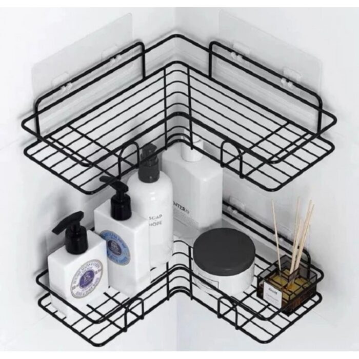 ⁦رف زاوية معدن عدد 2 لون أسود⁩ - الصورة ⁦4⁩