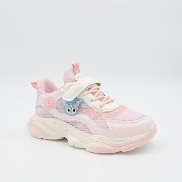 ⁦بوت رياضي بناتي للأطفال لون زهري وأبيض⁩ - الصورة ⁦2⁩