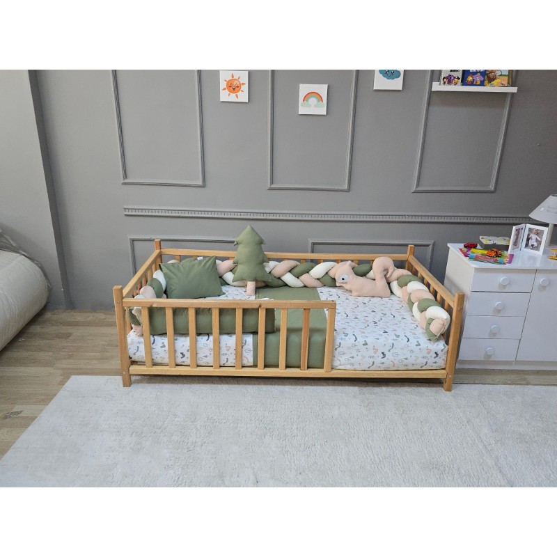 ⁦مفرش مونتيسوري حيوانات جدلة زيتي وبيج⁩ - الصورة ⁦1⁩