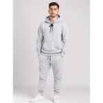 بجامة رياضية قطعتين بأكمام طويلة وطاقية للرجال لون رمادي