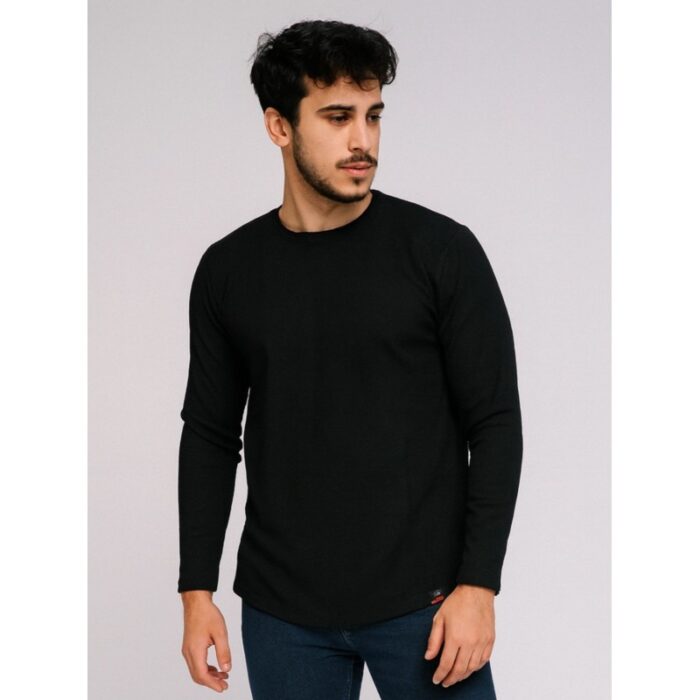 103391421_68e2e54db93a9 بلوزة بأكمام طويلة للرجال لون أسود - الصورة 1