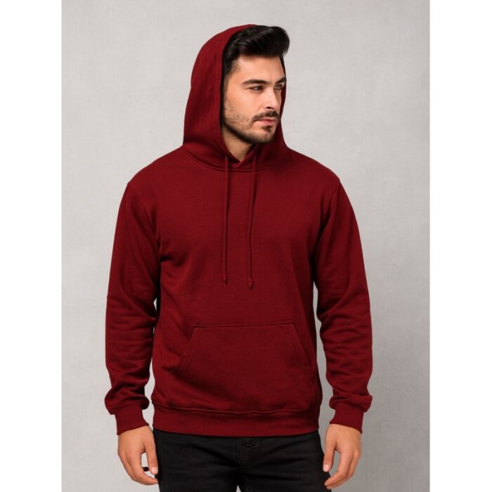 103391432_68e2e561b0f40 هودي بأكمام طويلة للرجال لون خمري - الصورة 1