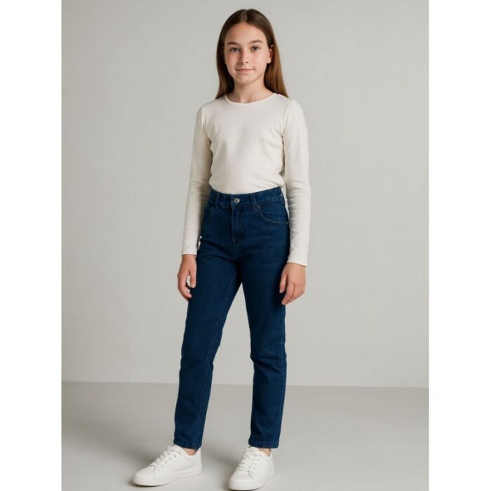 ⁦بنطلون جينز بناتي لون أزرق⁩ - الصورة ⁦2⁩