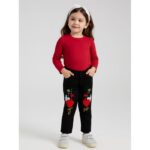 ⁦بنطلون جينز بناتي مزخرف لون أسود⁩ - الصورة ⁦2⁩