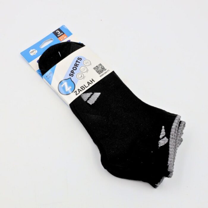 103391470_68e2e5a13f6af جوارب بتصميم كاحل قصير (3 أزواج) للجنسين لون أسود - الصورة 1