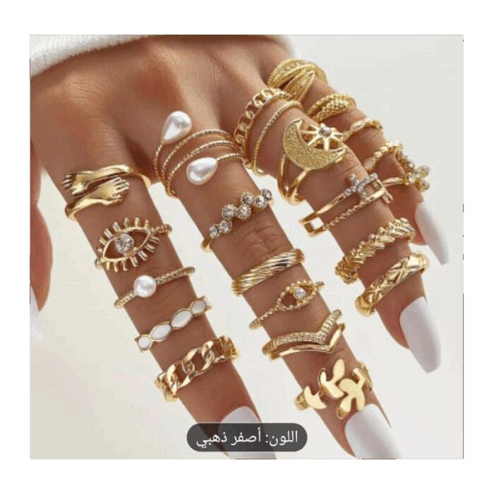 103391518_68dcd1f344b2b مجموعة من خاتم ذهبي رقيق من سبائك الزنك - الصورة 1