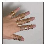 مجموعة من خاتم ذهبي رقيق من سبائك الزنك