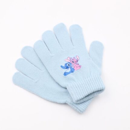 كفوف يد شتوي لون stitch ازرق فاتح بارد