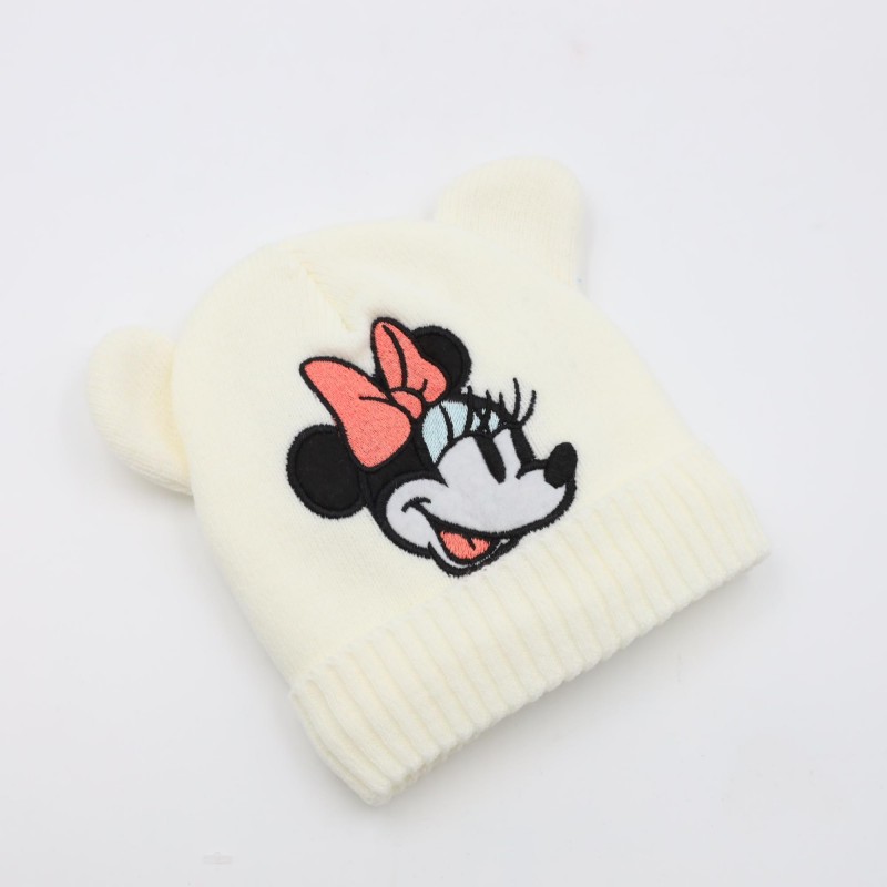 ⁦طاقية صوف MINNIE MOUSE عمر 1-3 سنوات ابيض⁩ - الصورة ⁦1⁩